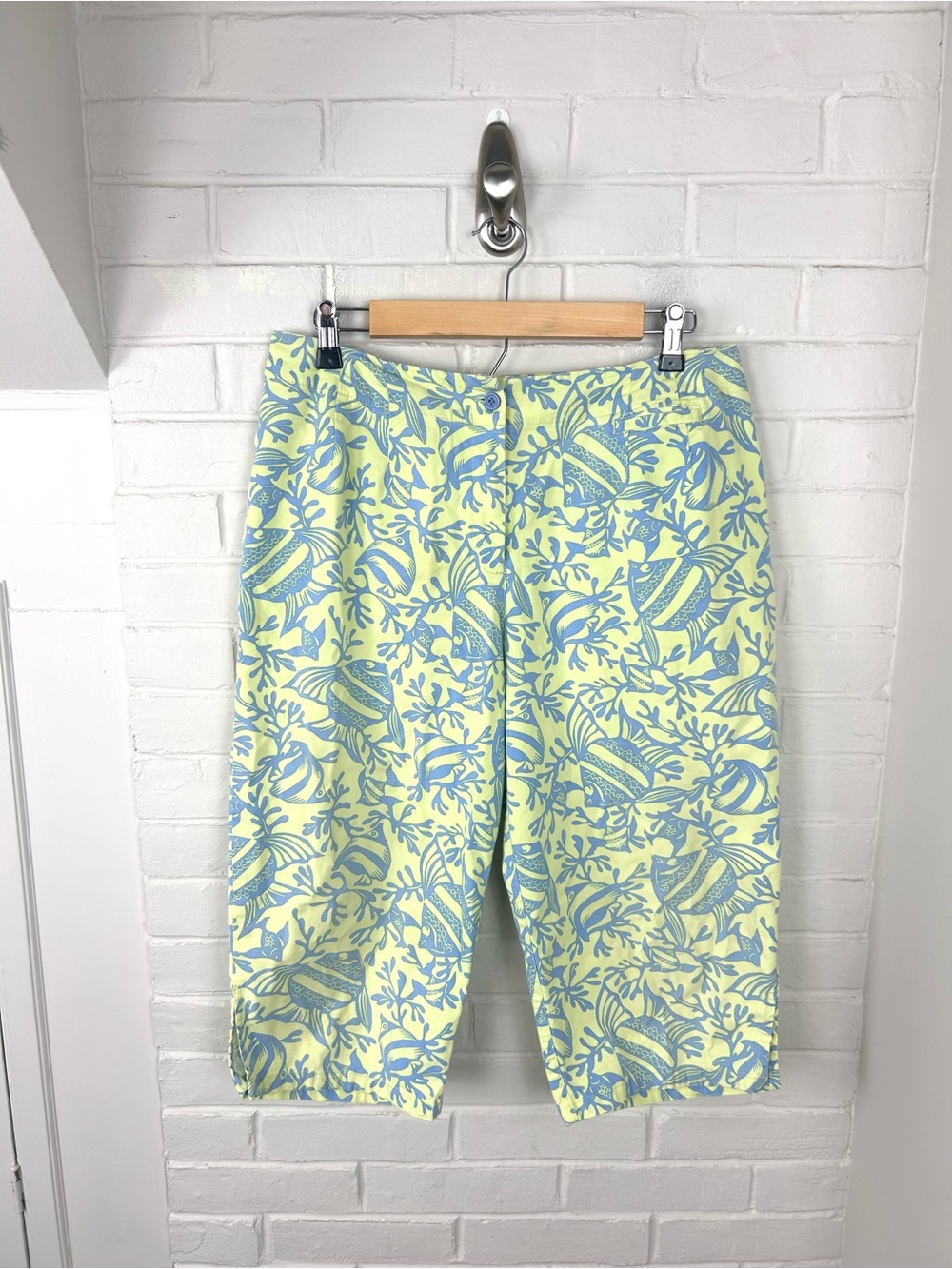 Vintage Talbots Petites Fish Ocean Patterned Cropped Pants Size 14